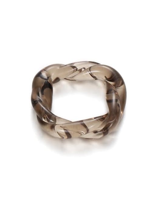 Grayish black square ring Hand  Glass Twist Squarec Minimalist Ring