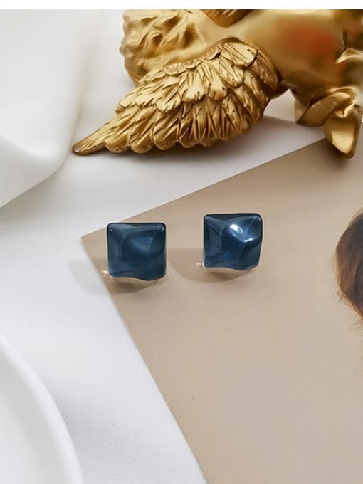 Blue ear needle Copper Resin Irregular Minimalist Stud Trend Korean Fashion Earring