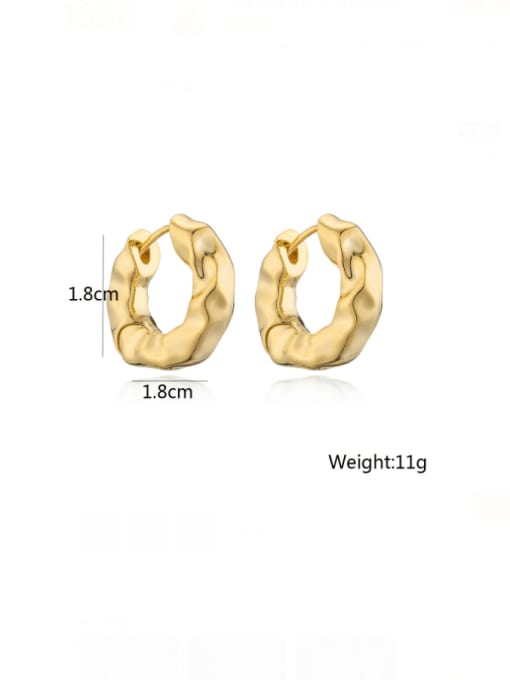 AOG Brass Hollow Geometric Minimalist Huggie Earring 3