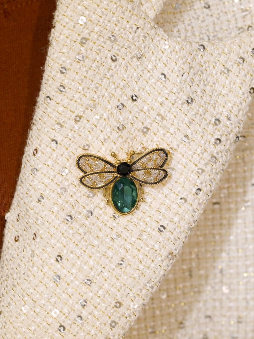 HYACINTH Brass Cubic Zirconia Bee Cute Brooch 1