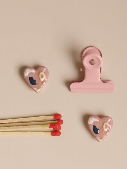 Five Color Alloy Enamel Heart Minimalist Stud Earring 0