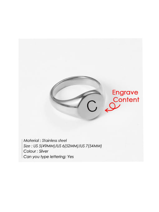 Steel Lettering Stainless steel Round Minimalist Band Ring