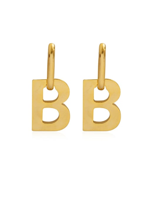 HYACINTH Brass Hollow Smooth Letter Vintage Huggie Trend Korean Fashion Earring 0