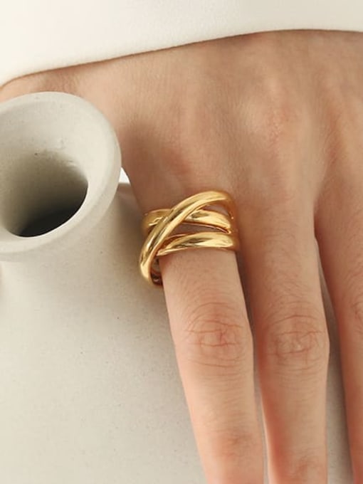 ACCA Brass Hollow Geometric Minimalist Stackable Ring 1
