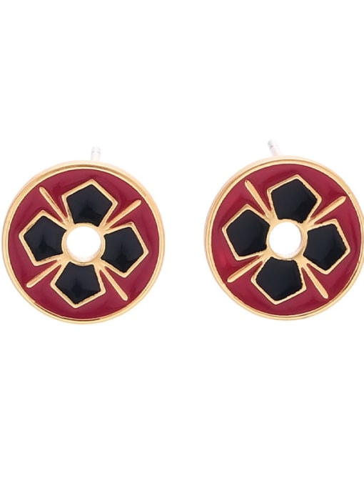 Model 7 Brass Enamel Geometric Ethnic Stud Earring