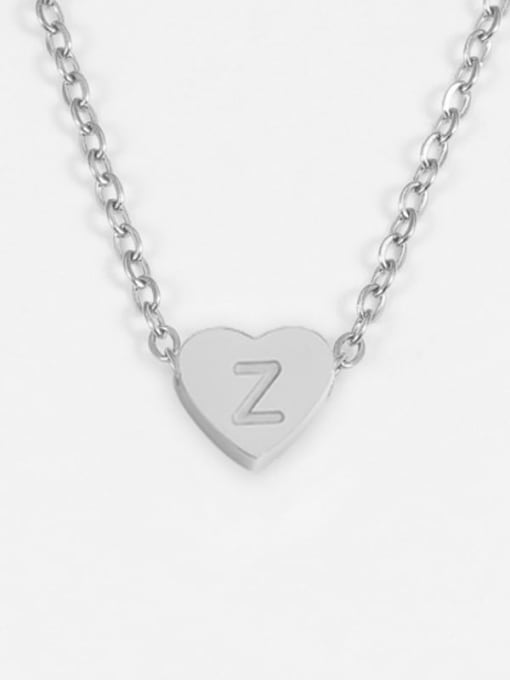 Z steel color Stainless steel Letter Minimalist Necklace