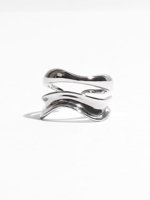 TINGS Brass  Vintage Irregular lines  hollow waves Band Ring 2