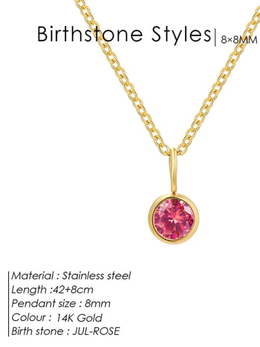July Rose Gold Stainless steel Cubic Zirconia Round Minimalist Necklace