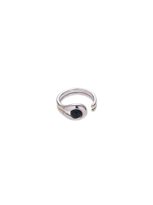 Style 4 Black Agate Brass Tiger Eye Geometric Vintage Band Ring