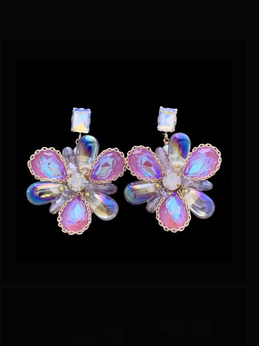 SUUTO Zinc Alloy Cubic Zirconia Flower Luxury Cluster Earring 3