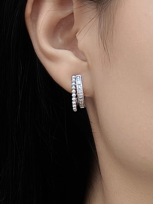 HYACINTH Brass Imitation Pearl Geometric Minimalist Clip Earring 1