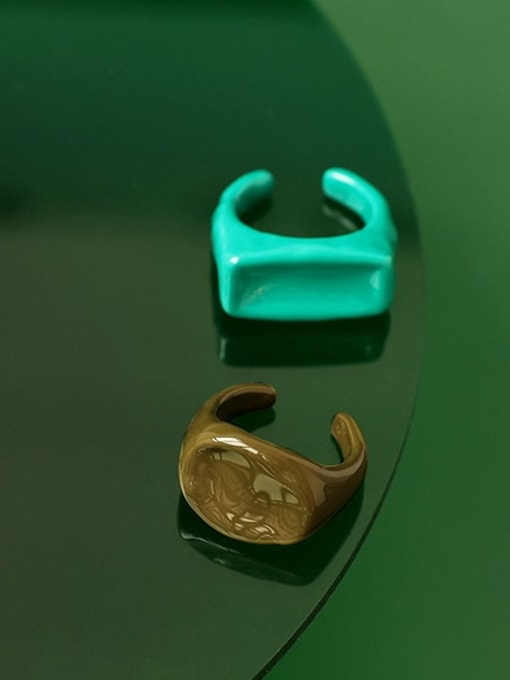 Five Color Alloy Enamel Geometric Minimalist Band Ring 0
