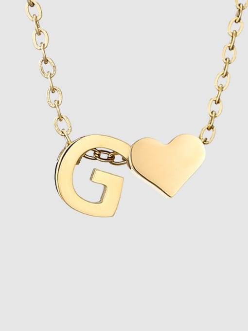 G 14K Gold Stainless steel Letter Minimalist  Heart Pendant Necklace