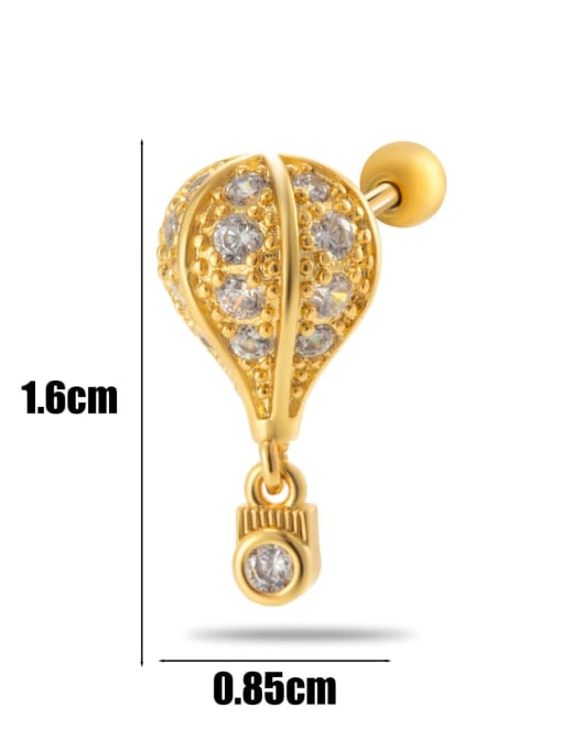 10# Gold-- Single Brass Cubic Zirconia Bowknot Tassel Trend Single Earring