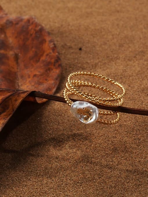 TINGS Brass Freshwater Pearl Irregular Vintage Stackable Ring