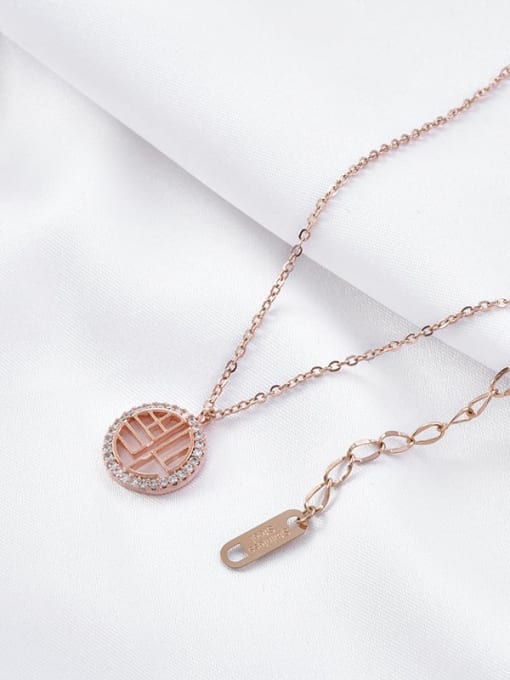 rose gold Brass Cubic Zirconia Round Dainty Necklace