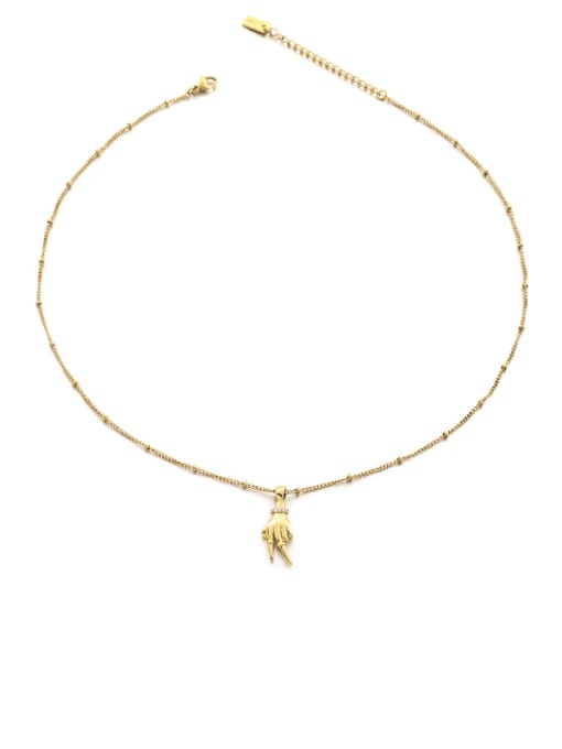 golden Brass Cubic Zirconia Palm Vintage Necklace