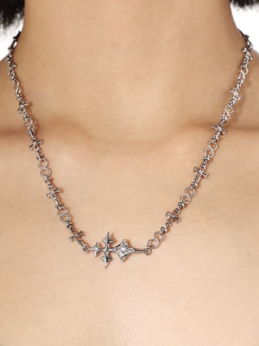 TINGS Brass Cubic Zirconia Star Hip Hop Necklace 2