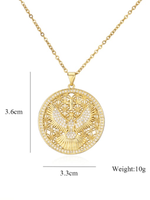 AOG Brass Cubic Zirconia Eagle Vintage Geometric Pendant Necklace 3