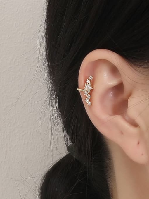 HYACINTH Brass Cubic Zirconia Star Cute Clip Earring 1