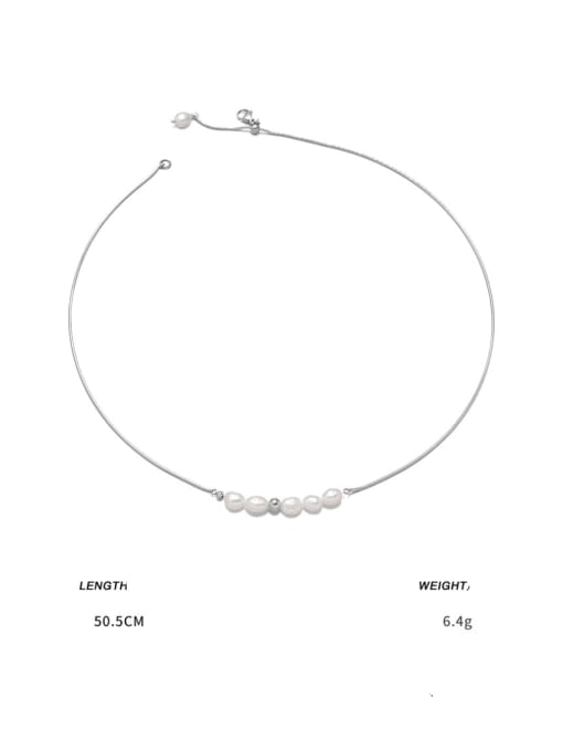 (Shipping needs to wait) Pearl necklace Titanium Steel Imitation Pearl Geometric Minimalist Necklace