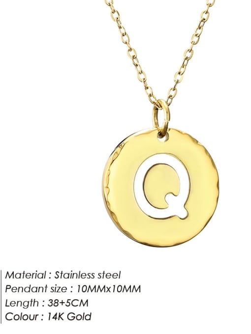 Q 14 K gold Stainless steel Letter Minimalist Necklace