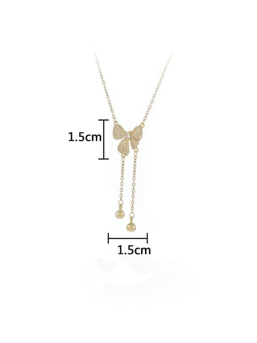 YOUH Brass Cubic Zirconia Bowknot Dainty Necklace 2