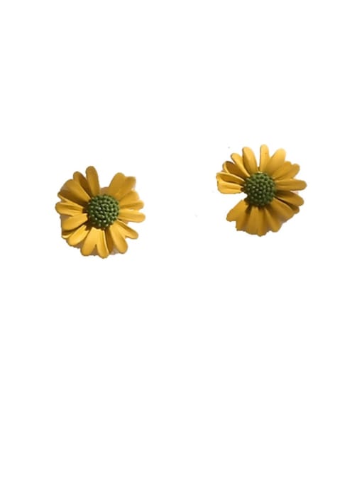 yellow Copper Enamel Flower Cute Stud Trend Korean Fashion Earring