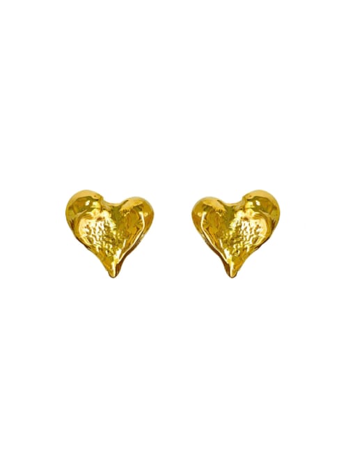 HYACINTH Brass Heart Vintage Stud Earring 0