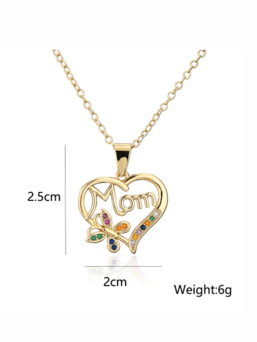 AOG Brass Cubic Zirconia Heart Dainty Letter MOM Pendant Necklace 4