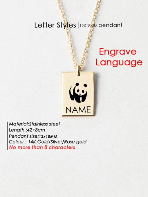 Gold DW 92 Stainless steel  Laser Letter Animal Minimalist Geometry Pendant Necklace