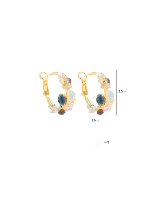 YOUH Brass Crystal Flower Dainty Stud Earring 2