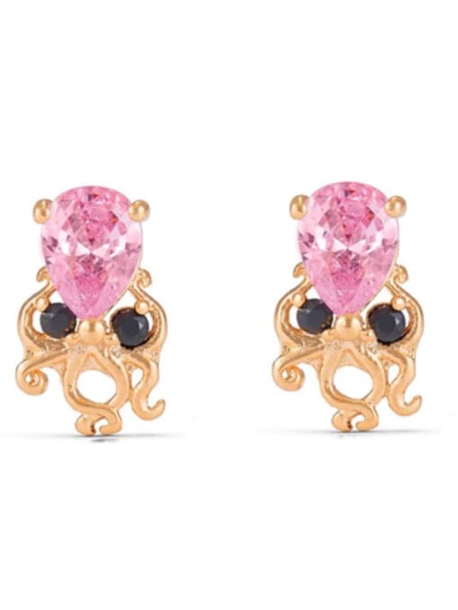 34 Rose Gold Brass Cubic Zirconia Icon Trend Stud Earring
