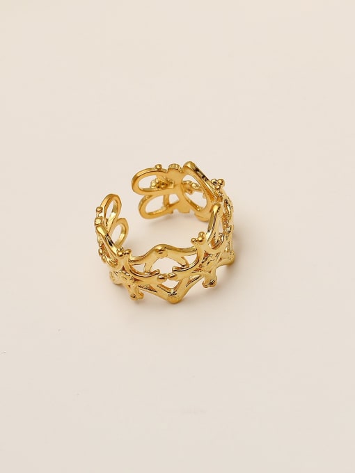 HYACINTH Brass Hollow  Flower Minimalist Band Fashion Ring 0