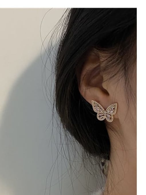 HYACINTH Copper Cubic Zirconia Butterfly Dainty Drop Trend Korean Fashion Earring 1
