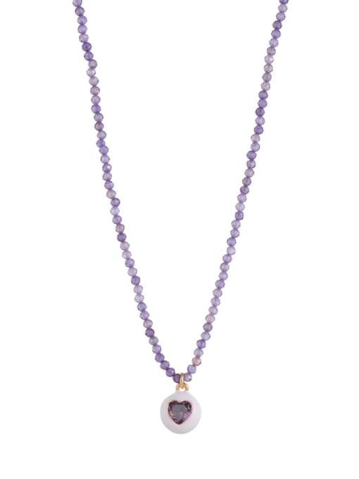 Five Color Brass Enamel Geometric Minimalist Bead Chain Necklace 0