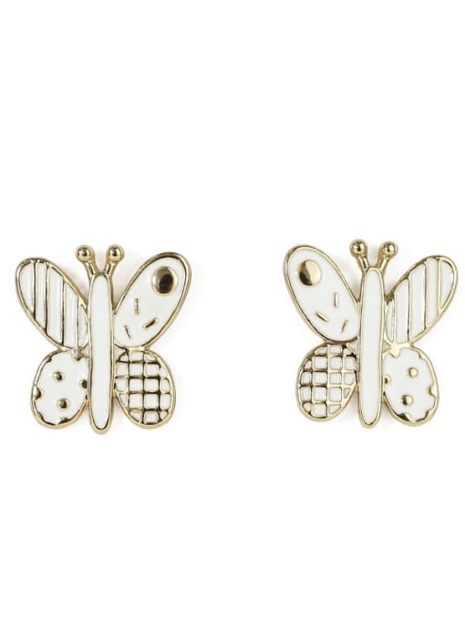 Five Color Alloy Enamel Butterfly Cute Stud Earring 3