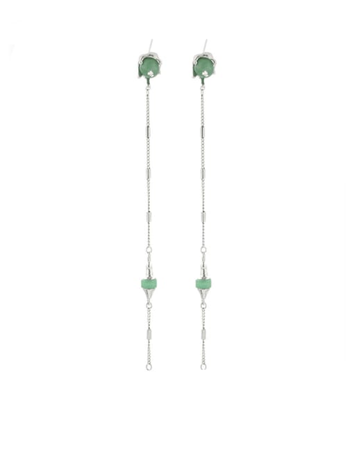have more cash than can be accounted for Brass Natural Stone Tassel Minimalist Threader Earring