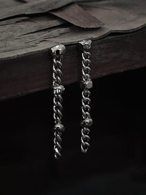 TINGS Brass Hollow Chain Tassel Vintage Drop Earring(Single -Only One) 2