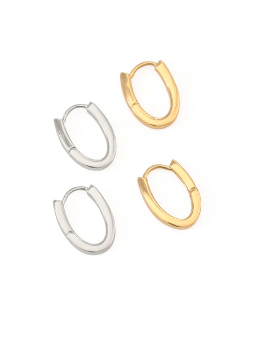 Oval (gold) Brass Smooth Geometric Minimalist Stud Earring
