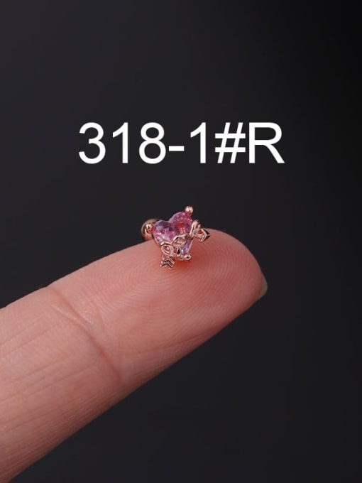 1 Rose Gold Brass Cubic Zirconia Heart Cute Single Earring(Single Only One)