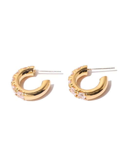 Transparent zircon Brass Cubic Zirconia Geometric Vintage Stud Earring