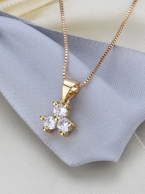 renchi Brass Cubic Zirconia Flower Dainty  Pendant Necklace and Earrings 1
