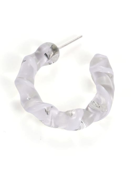 White stripe single sale Hand  Glass Minimalist C Shape Single Earring(Single-Only One)