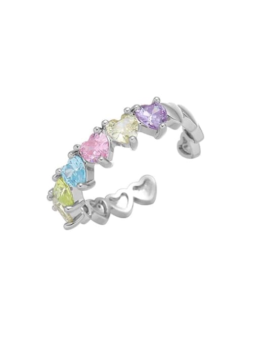 TINGS Brass Cubic Zirconia Heart Dainty Band Ring 3