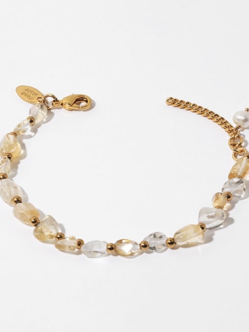 Natural materials Brass Imitation Pearl Irregular Hip Hop Beaded Bracelet