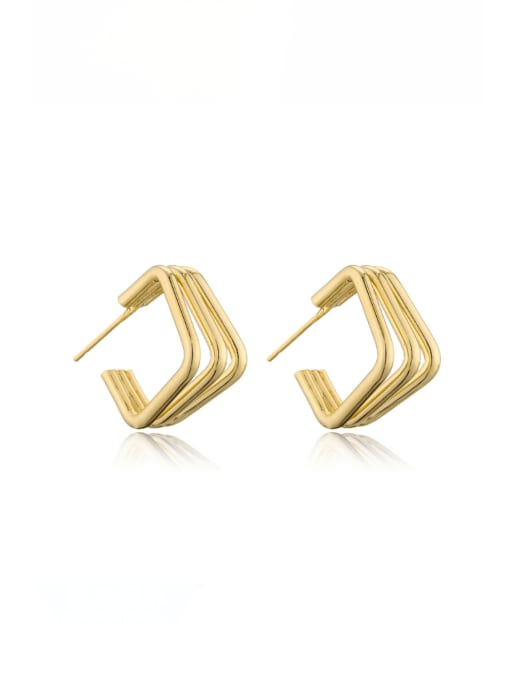 41487 Brass Hollow Geometric Minimalist Stud Earring