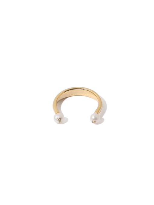 U-ring (not adjustable) Brass Imitation Pearl Geometric Minimalist Band Ring