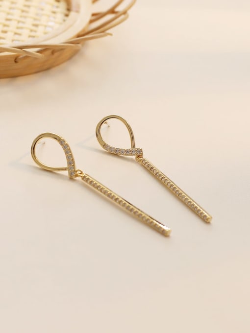 14K gold Copper Cubic Zirconia Tassel Dainty Cluster Trend Korean Fashion Earring