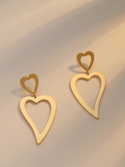 HYACINTH Copper with hollow heart-shaped pendant Trend Korean Fashion Earrings 1